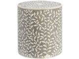 Aaliyah Grey Bone Inlay Round Stool
